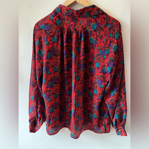 Lady Manhattan Vintage Red Paisley Shirt 12 - Picture 2 of 10